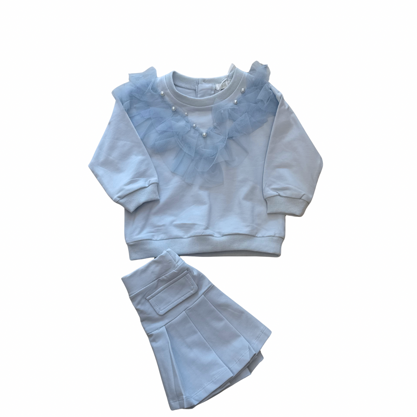 2-Piece Pink Ruffle & Pearl Set