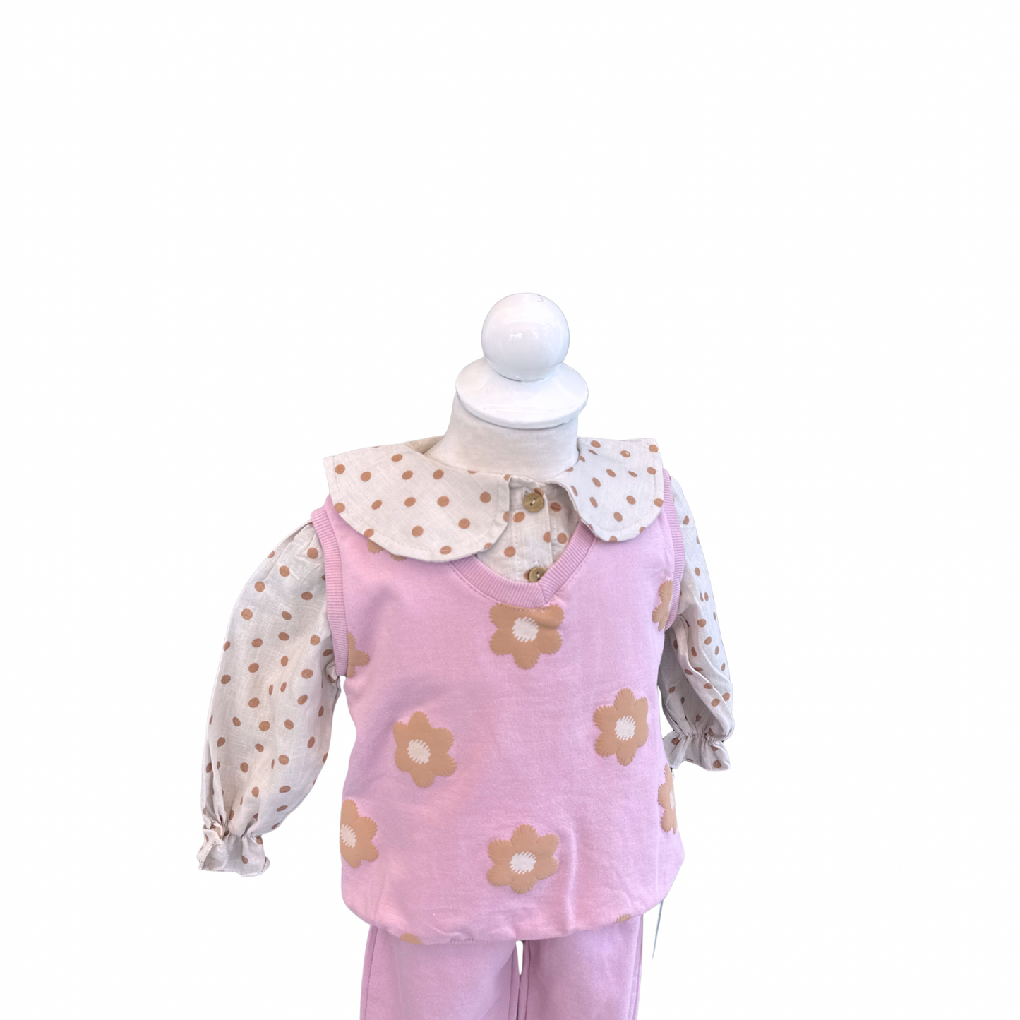 2-Piece Flower Print Set with Layered Sweatshirt