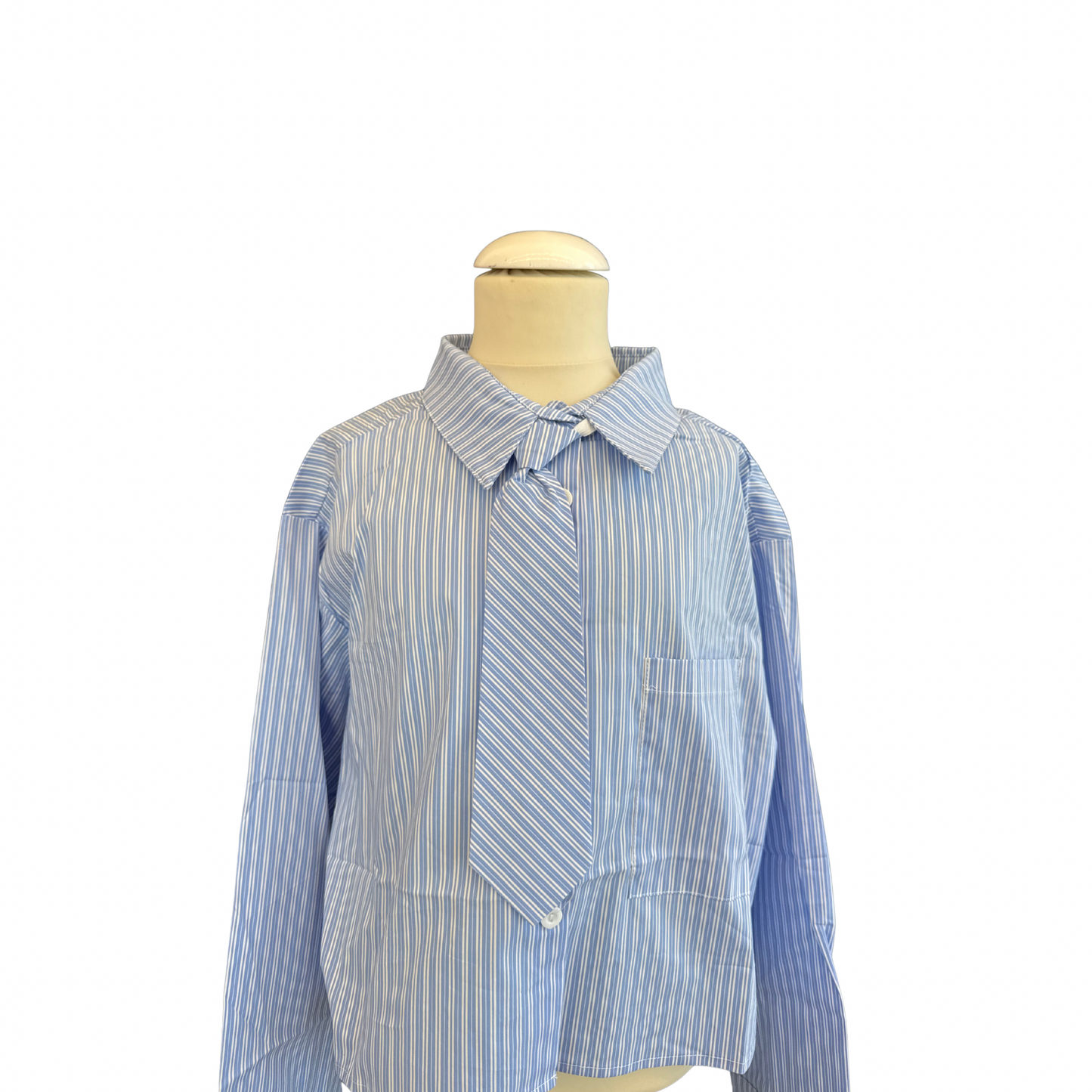 Striped Shirt with Detachable Tie