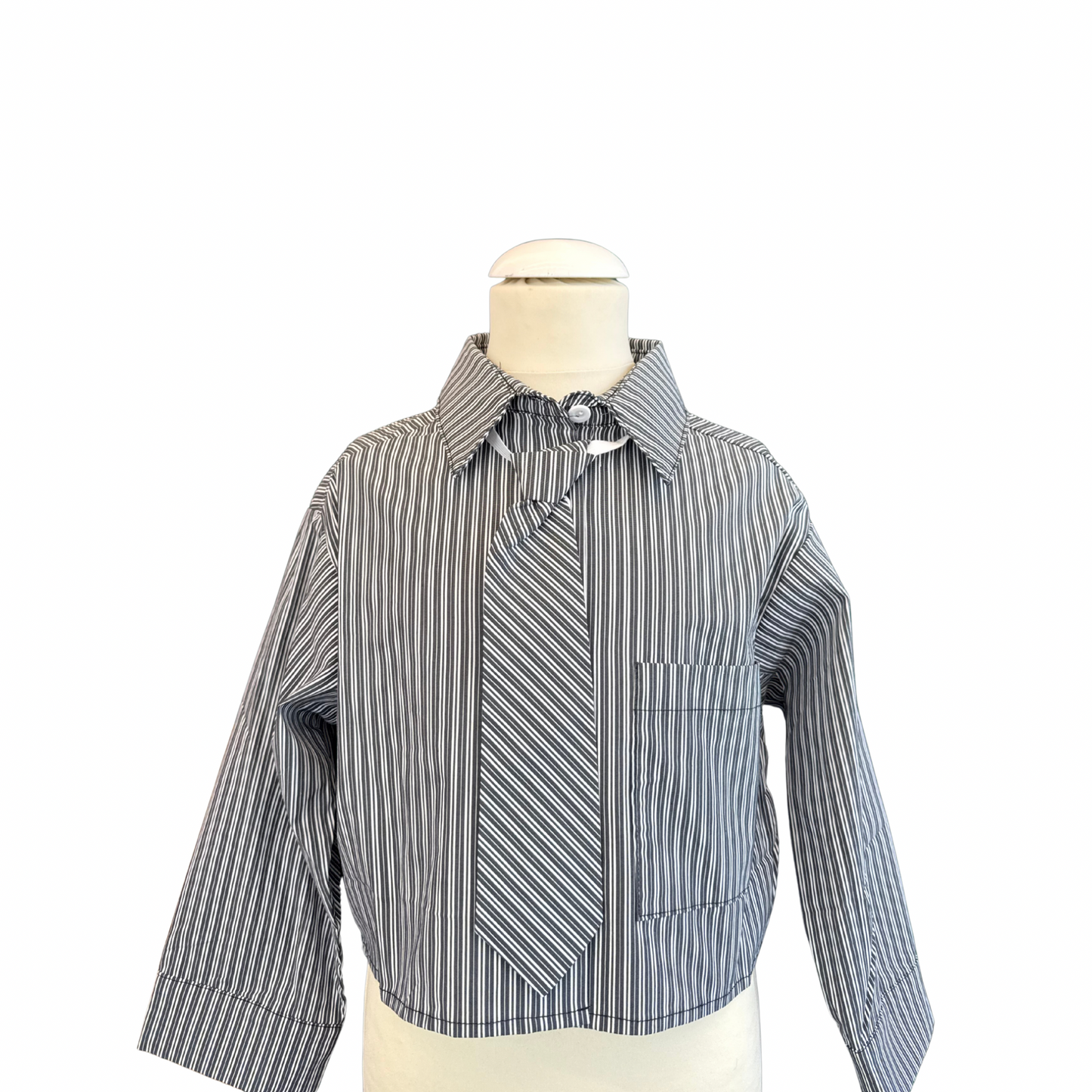 Striped Shirt with Detachable Tie