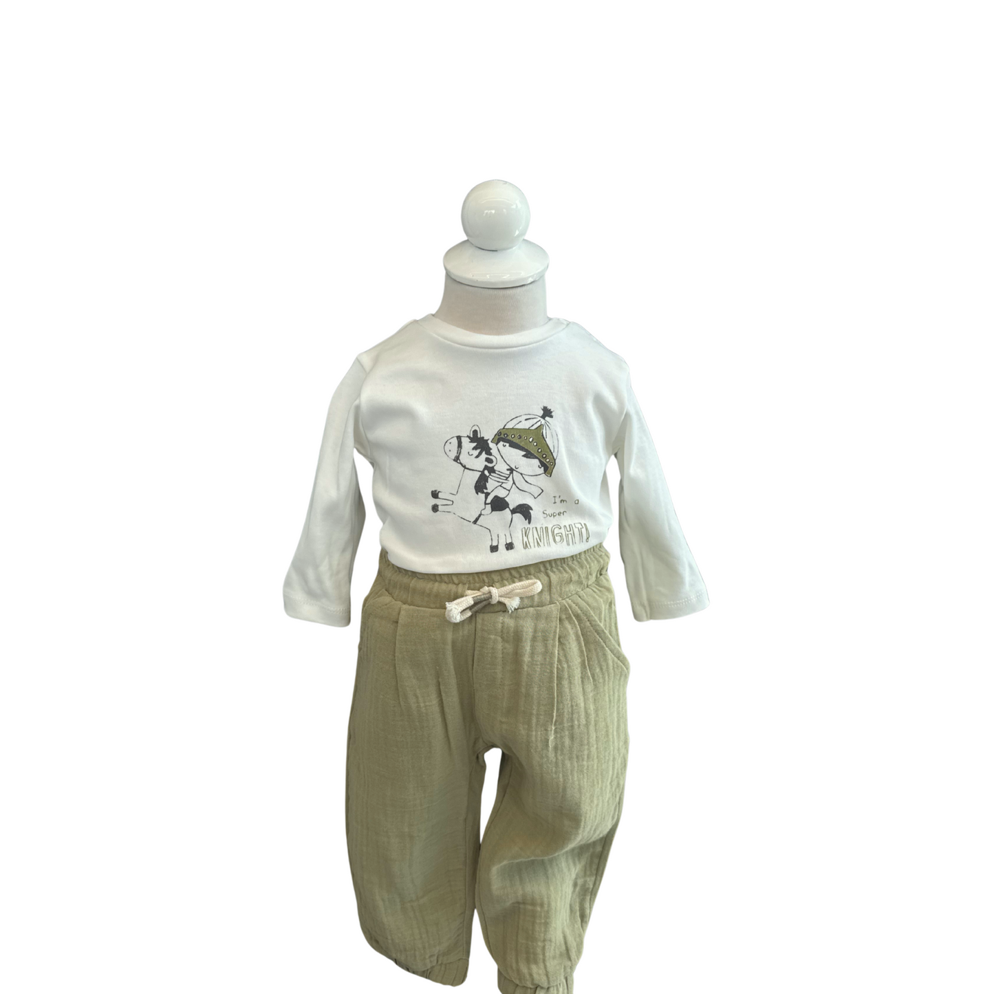 3-Piece Muslin Set with Long Sleeve Top
