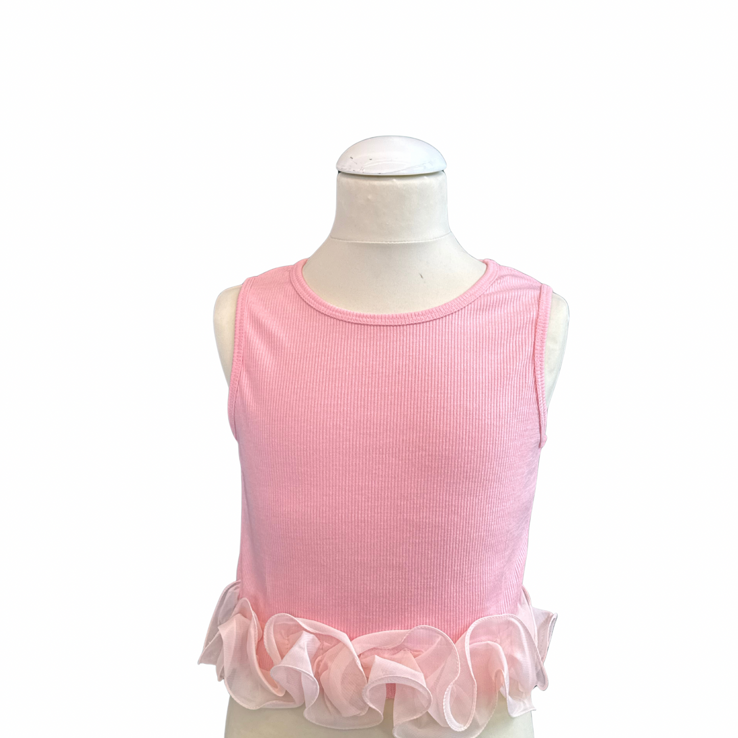 Girls' Sleeveless Top with Ruffled Hem