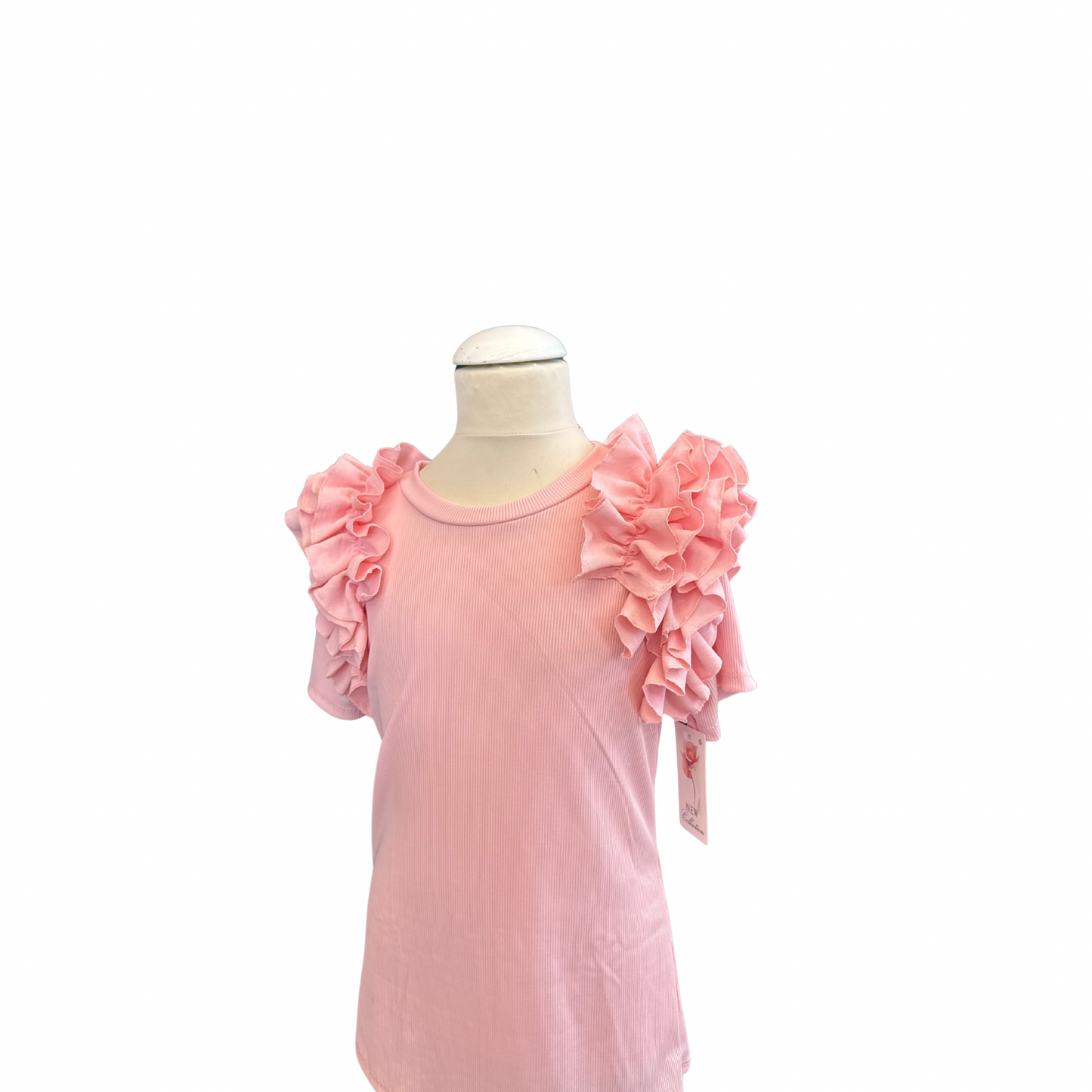Girls' T-Shirt with Layered Ruffle Sleeves