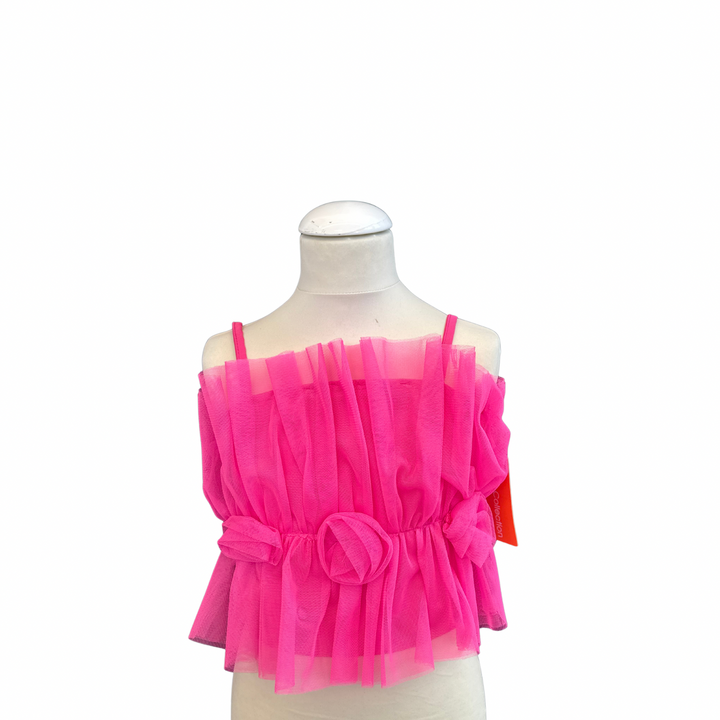 Girls' Tulle Top with Decorative Rosettes