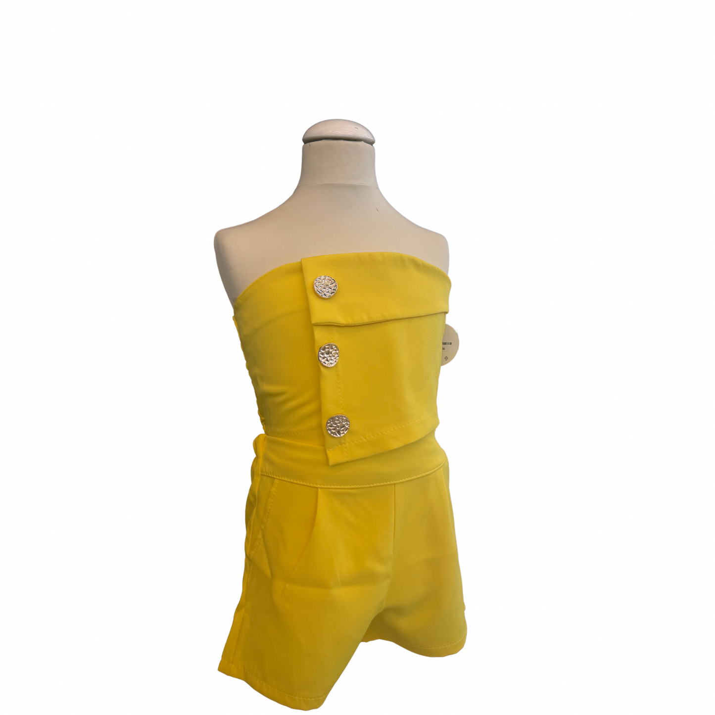 Strapless Buttoned Shorts Set