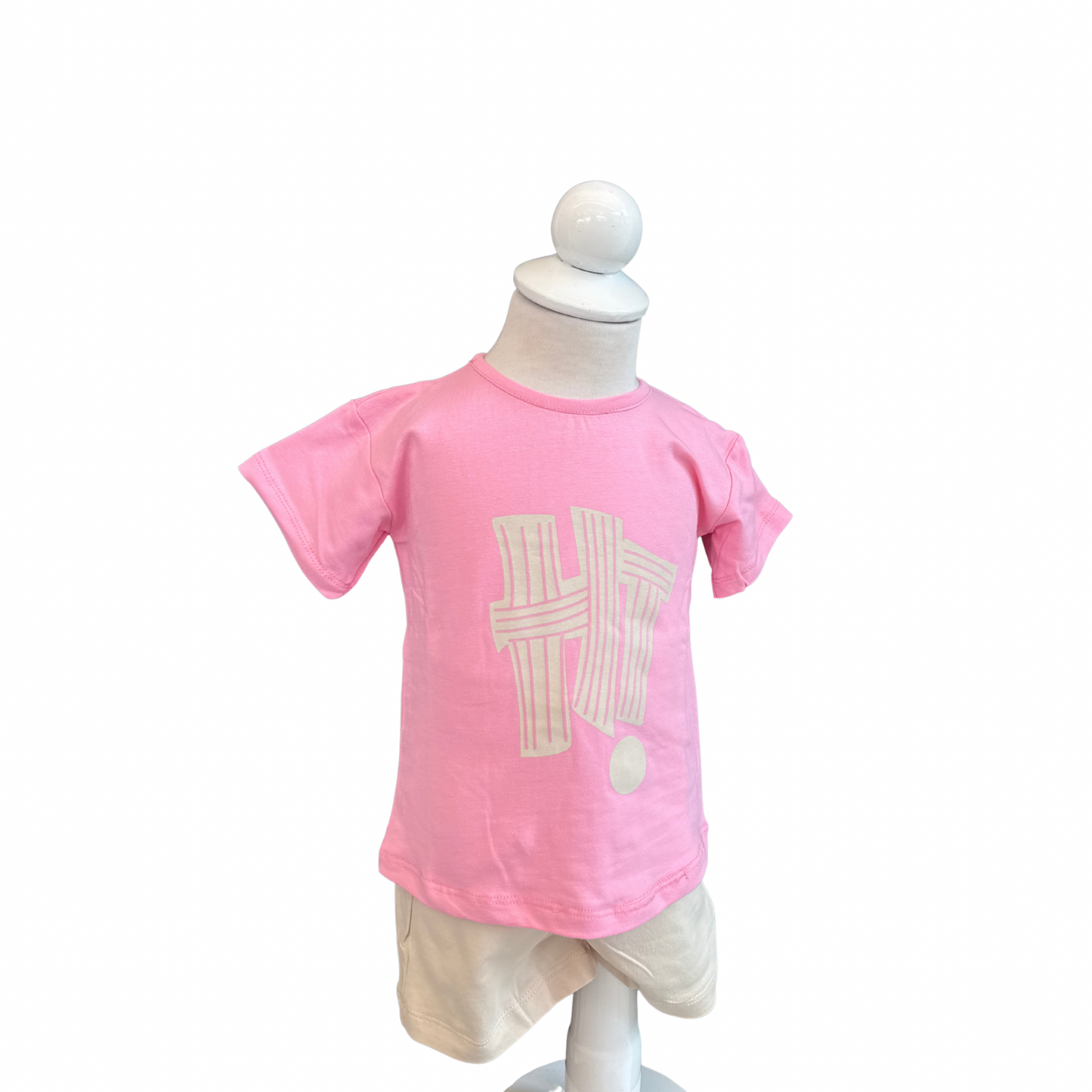 Pink "Hi" T-shirt and Shorts Set