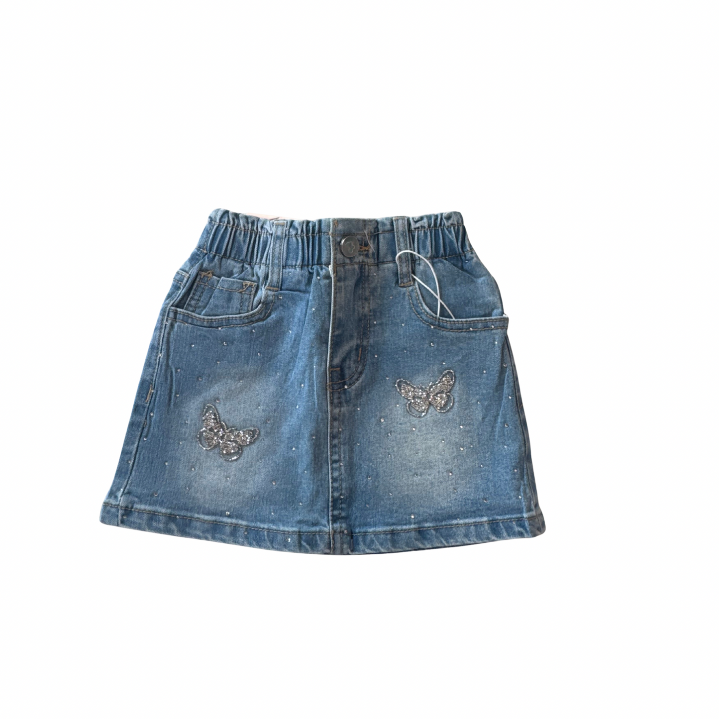Denim Skirt with Butterfly Details