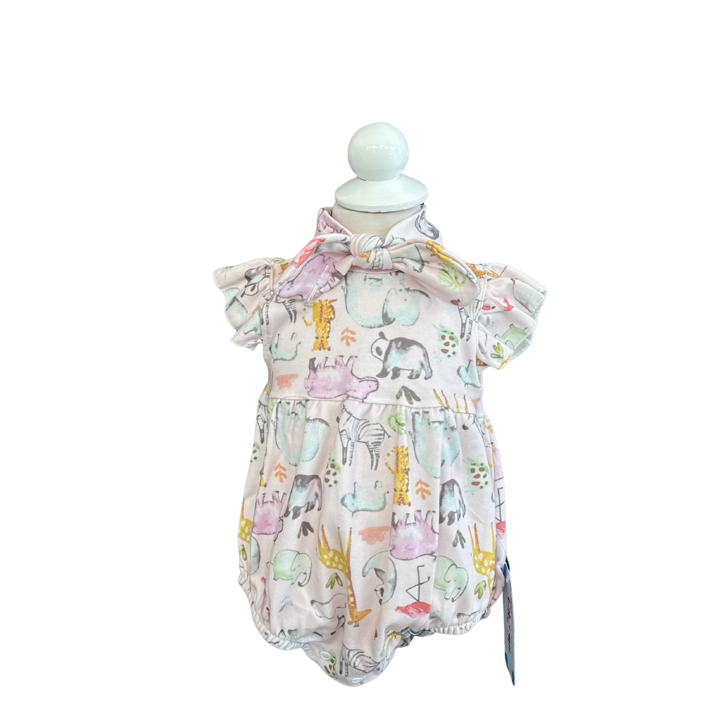 Animal Print Baby Romper with Headband