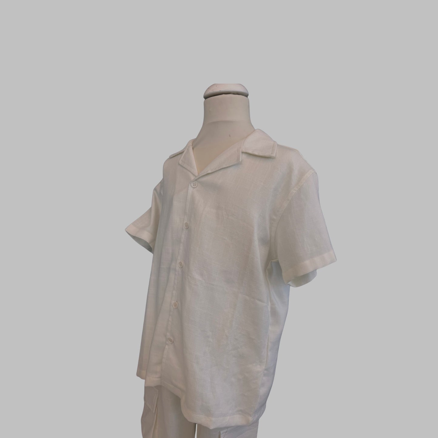 Boys' Linen Shirt & Pants Set – White