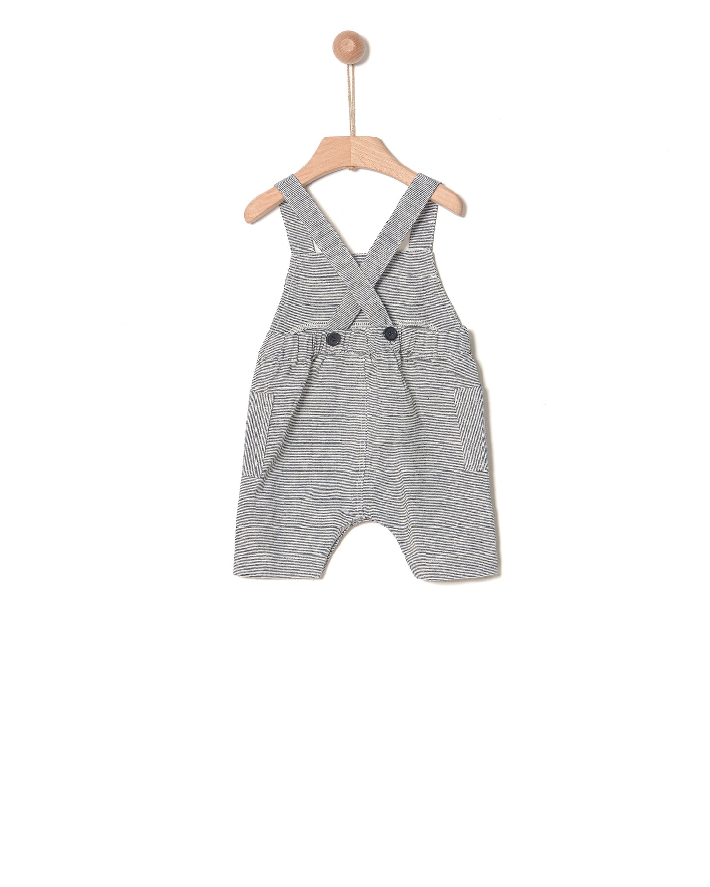 DUNGAREES IN LINEN COTTON BLACK & BEIGE STRIPES