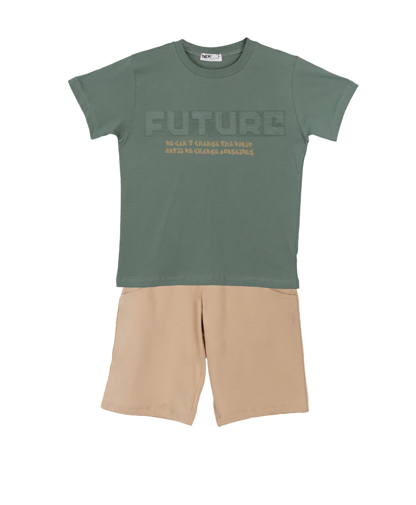 Boys’ Set "FUTURE" – Khaki Green & Beige