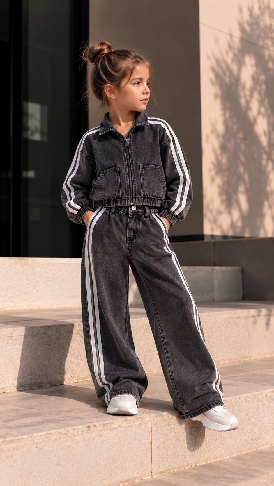 Παιδικό Σετ Τζιν με Jacket &Παντελόνι Wide Leg