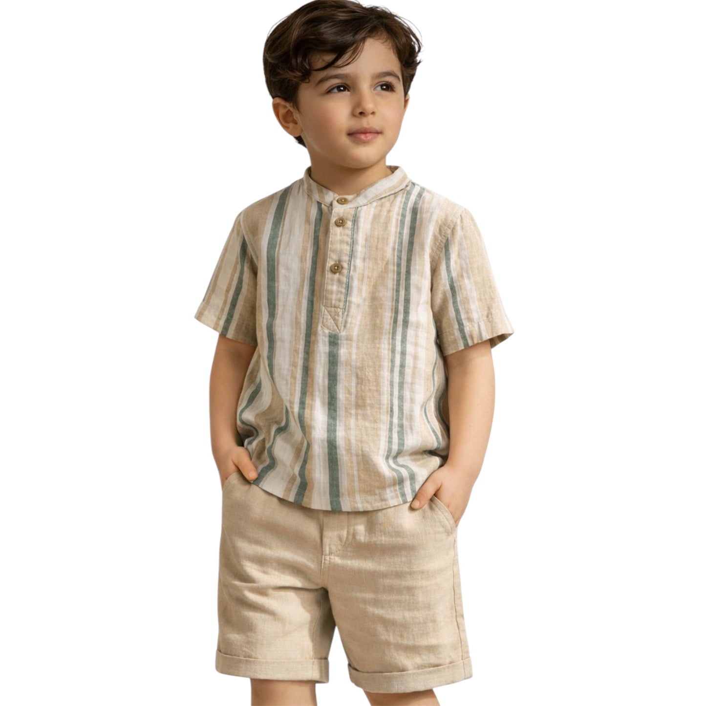 Boy Cotton Striped Shirt & Shorts Set