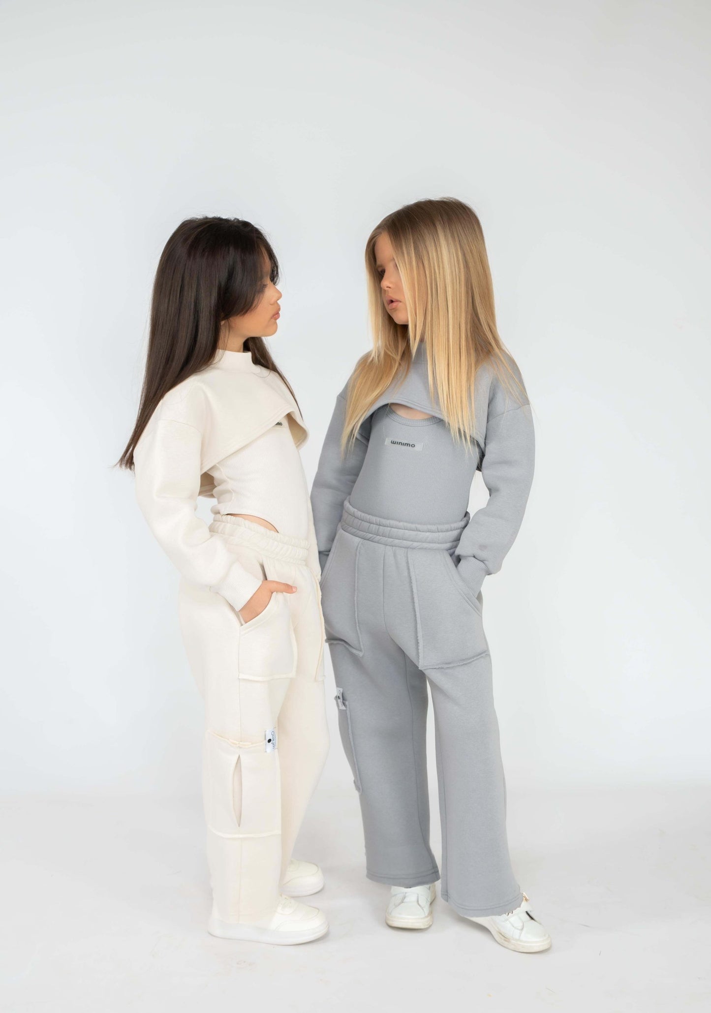 Bodysuit, Cropped Sweatshirt & Wide-Leg Pants Set