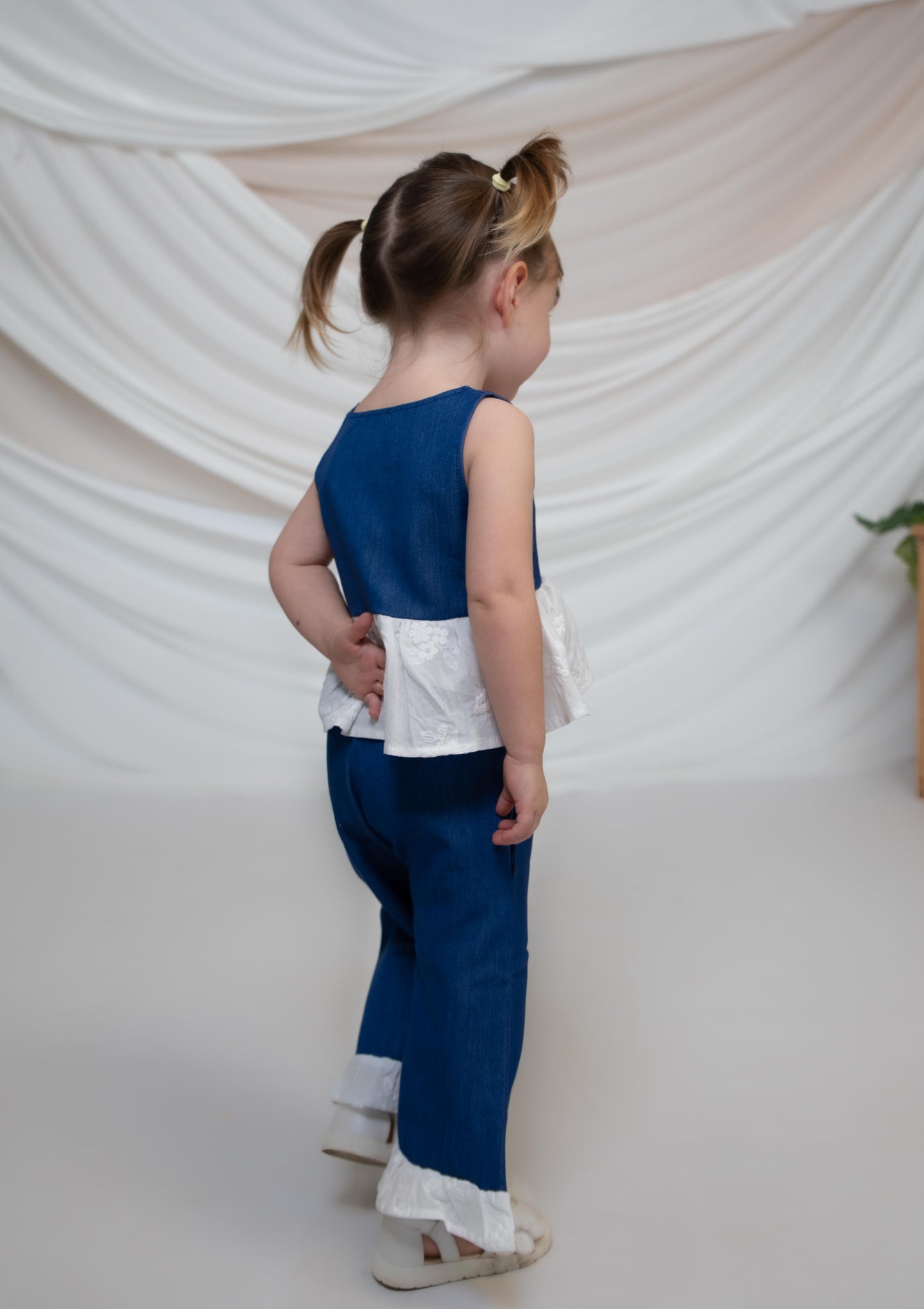 Girls Denim Style Top &Culotte Set
