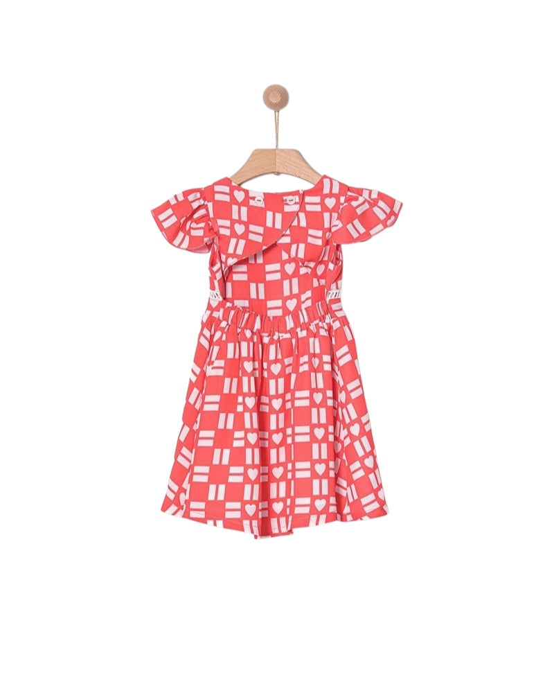 BABY GIRL DRESS IN TENCEL HEARTS GEOMETRY