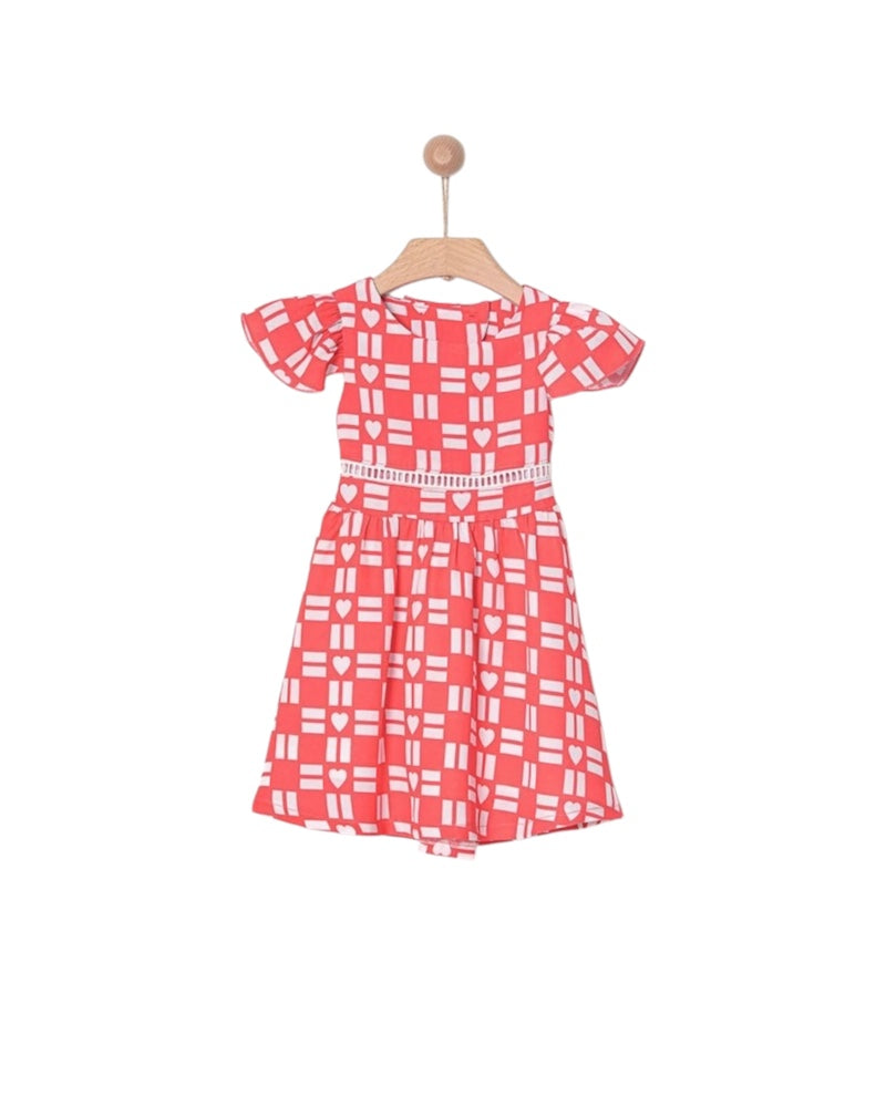 BABY GIRL DRESS IN TENCEL HEARTS GEOMETRY
