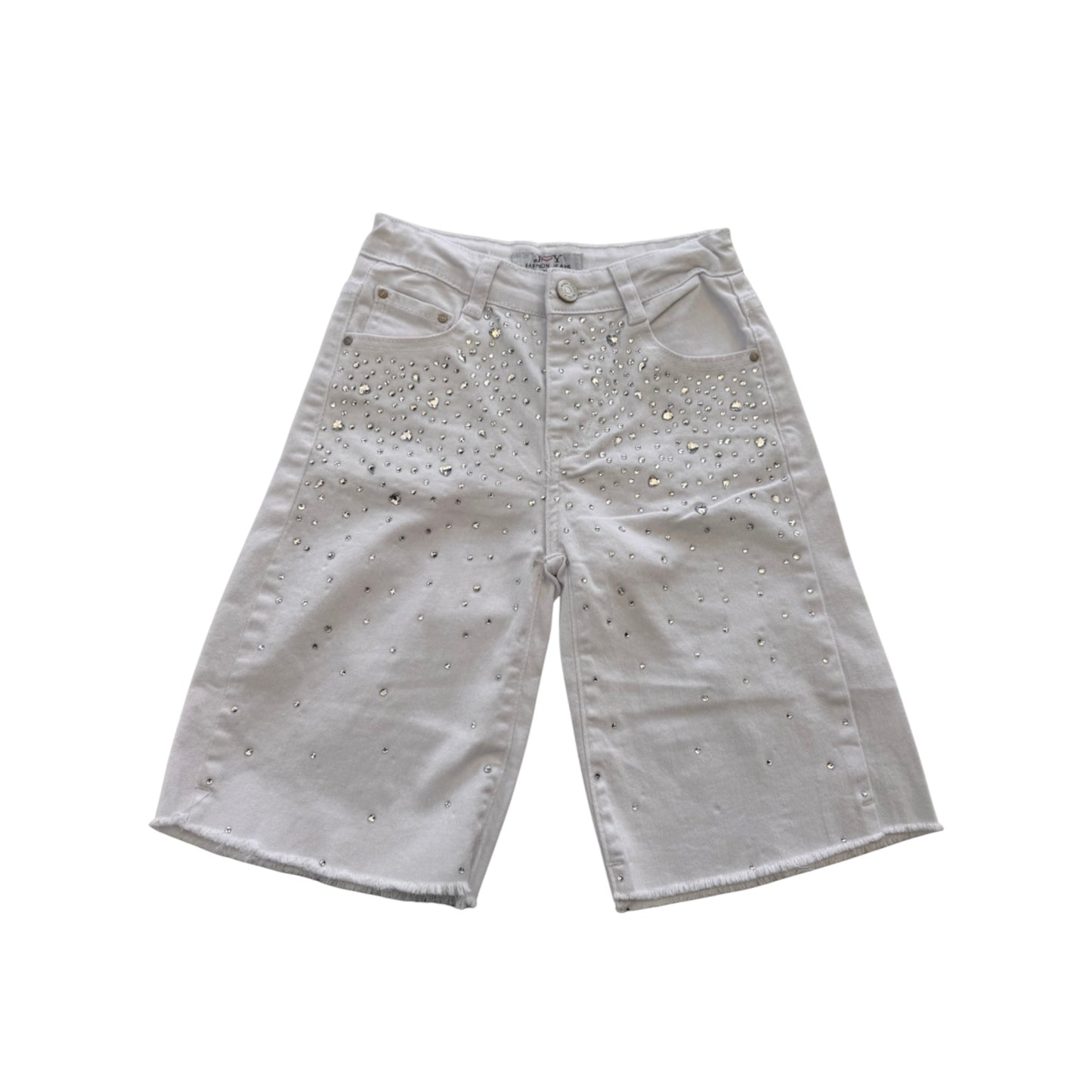 Kids' White Bermuda Shorts with Studs