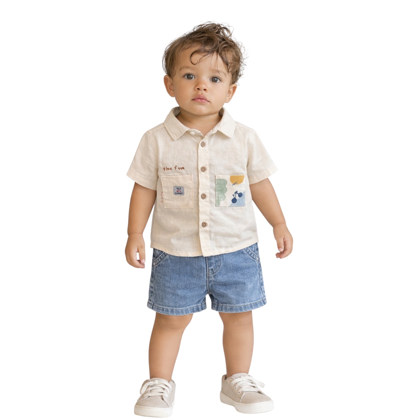 Baby Short Sleeve Shirt with Front Pockets