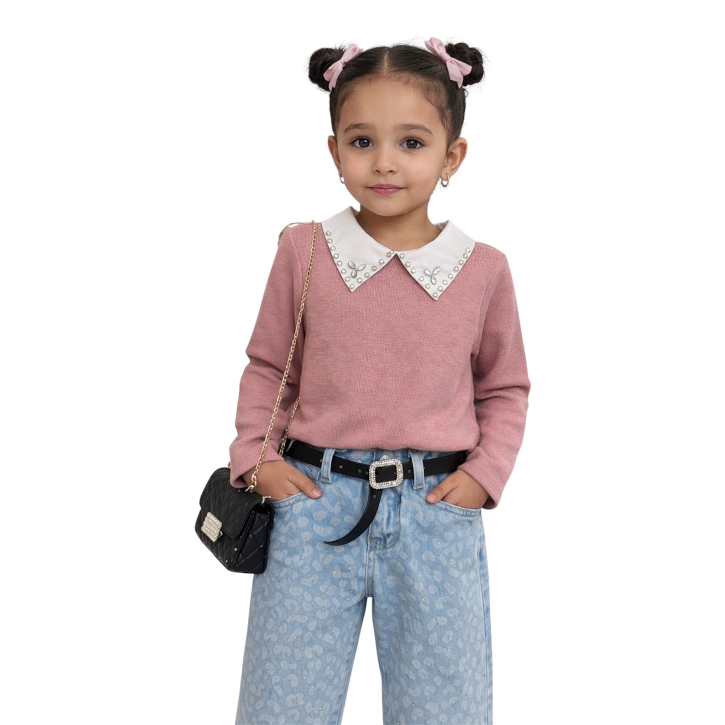 Girls Peter Pan Collar Knit Top