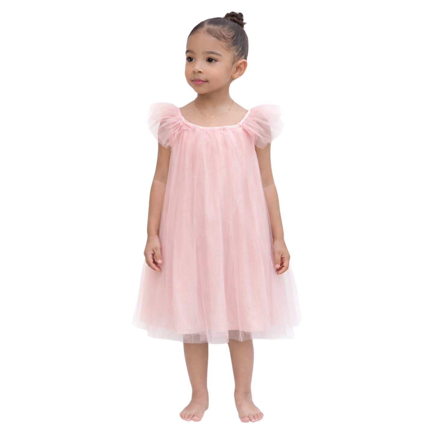 Girl Tulle Flutter Sleeve Dress