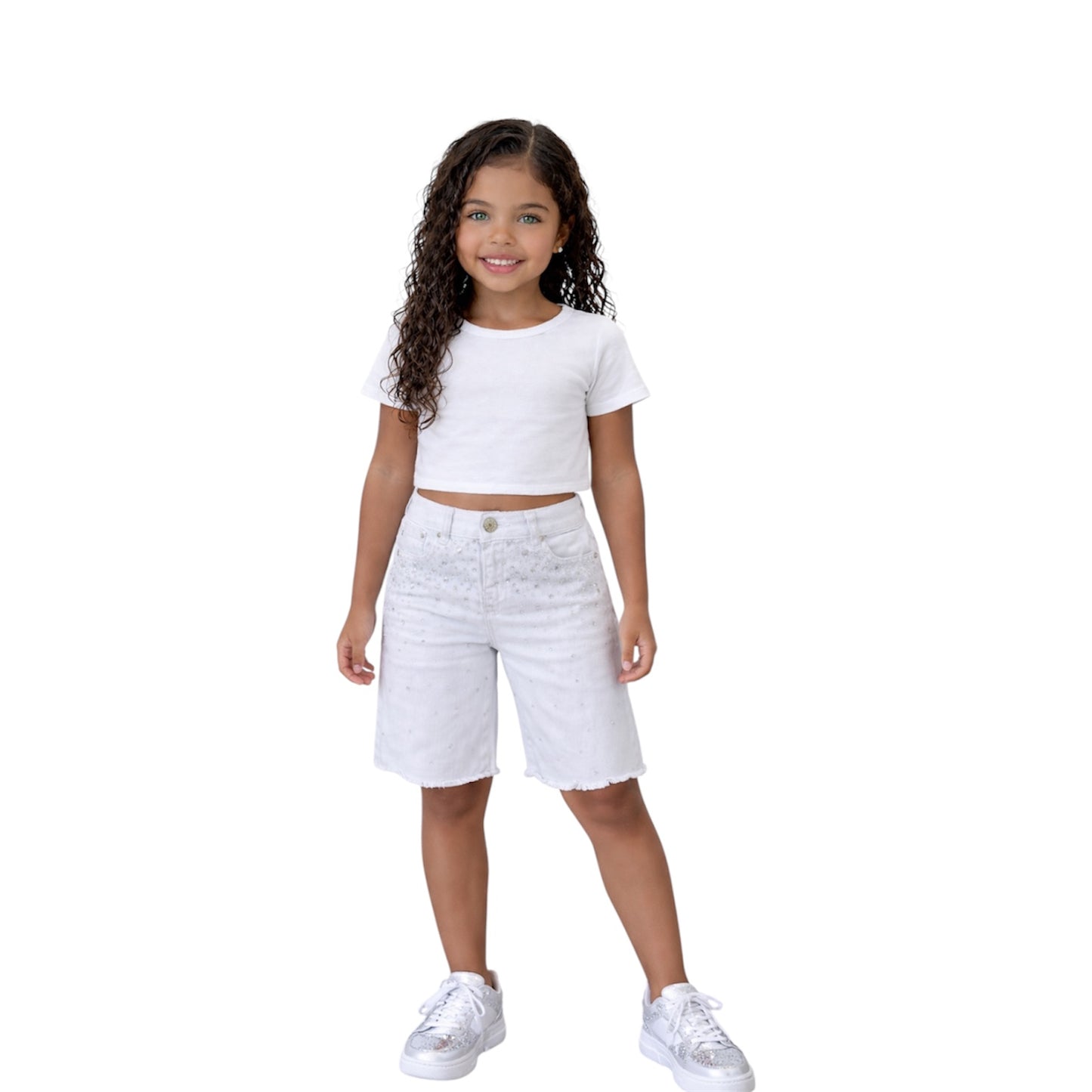 Girls Denim Bermuda with Strass