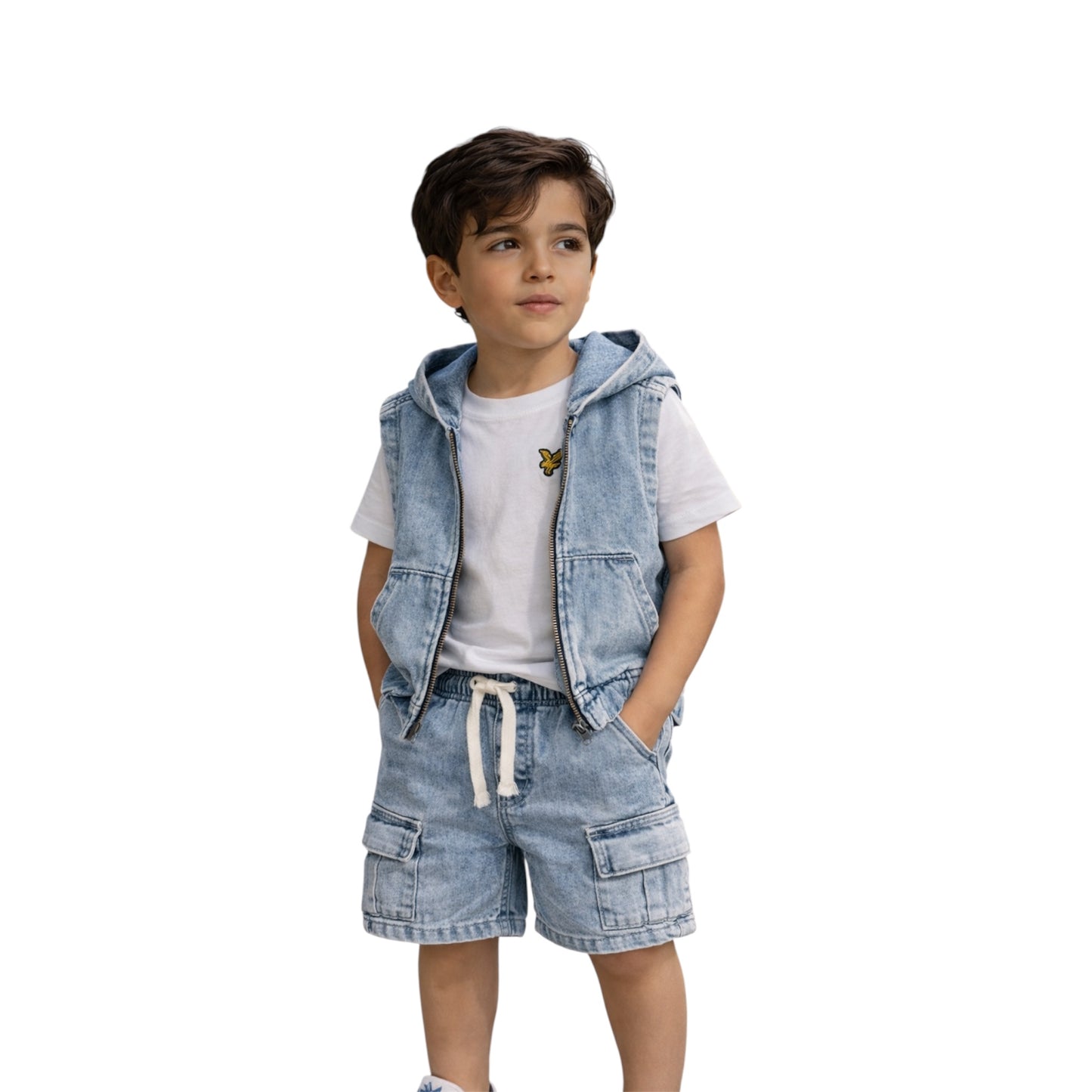 Boys Denim Vest & Cargo Shorts Set