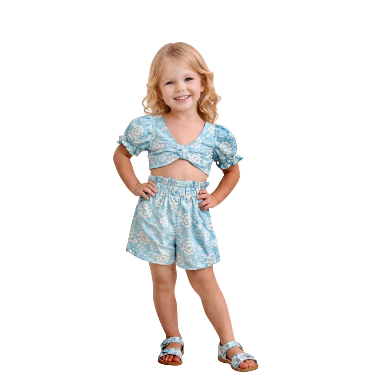 Girl Open Back Top &Shorts Set