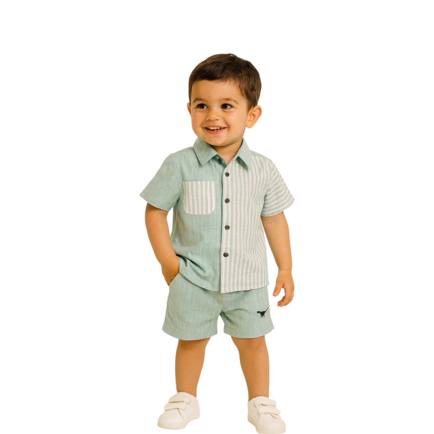 Boy Cotton Shirt &Shorts Set
