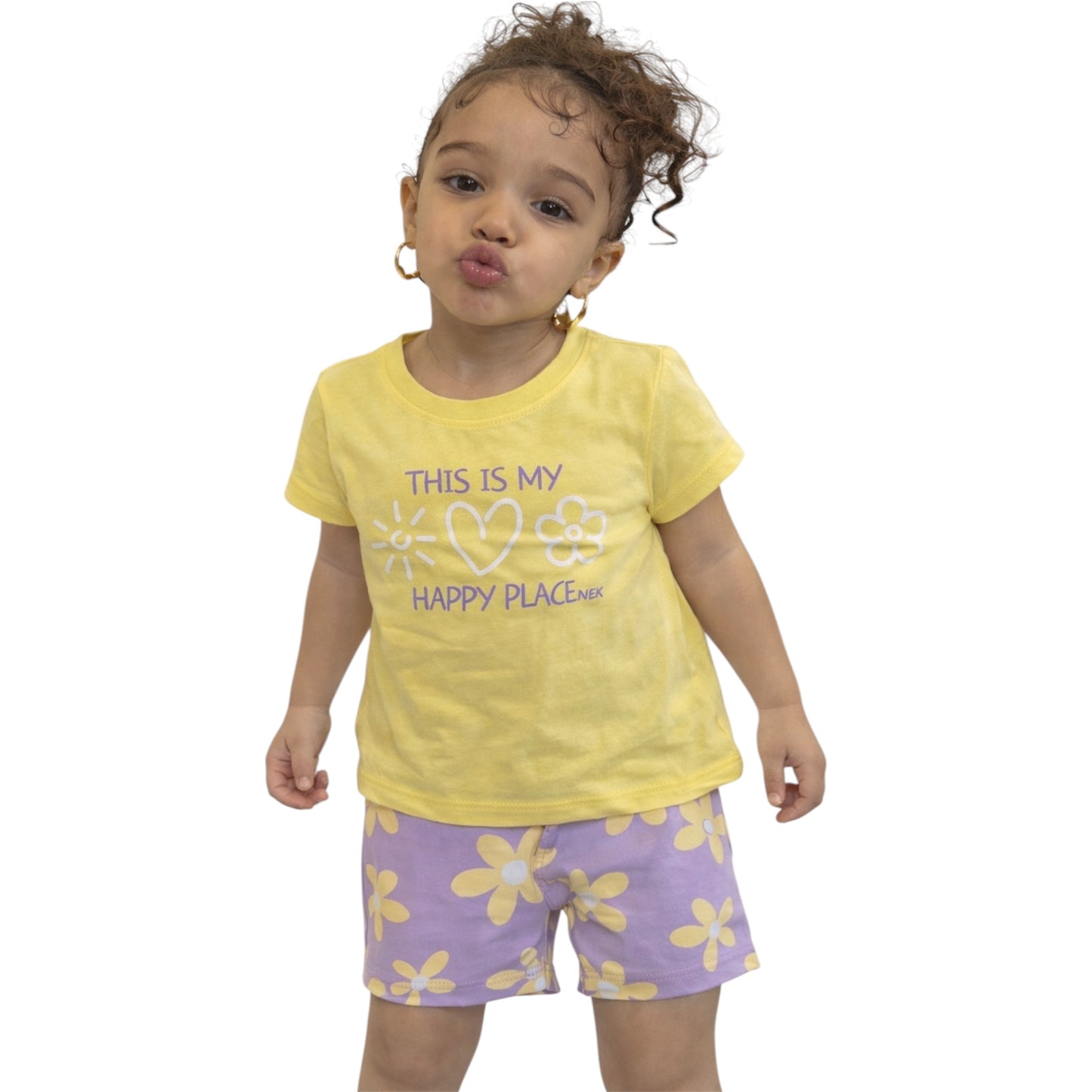 Girls Cotton T-Shirt & Printed Shorts Set
