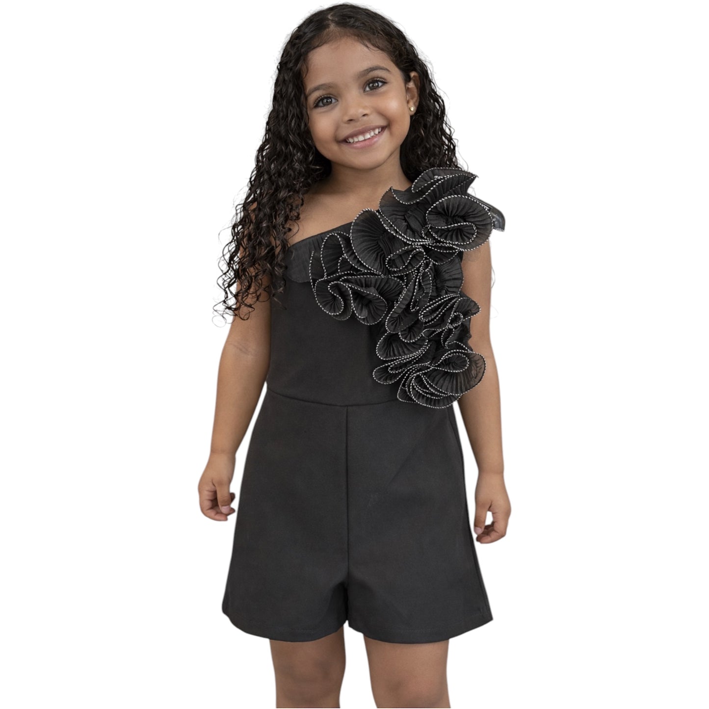 Girls One Shoulder Ruffle Jumpsuit