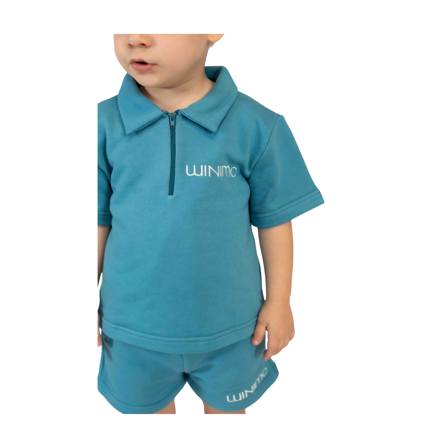 Boys' Polo & Shorts Set – Teal Blue