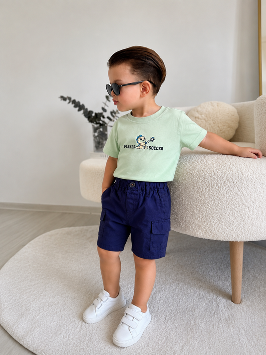 Baby Boy Soccer T-Shirt & Cargo Shorts Set