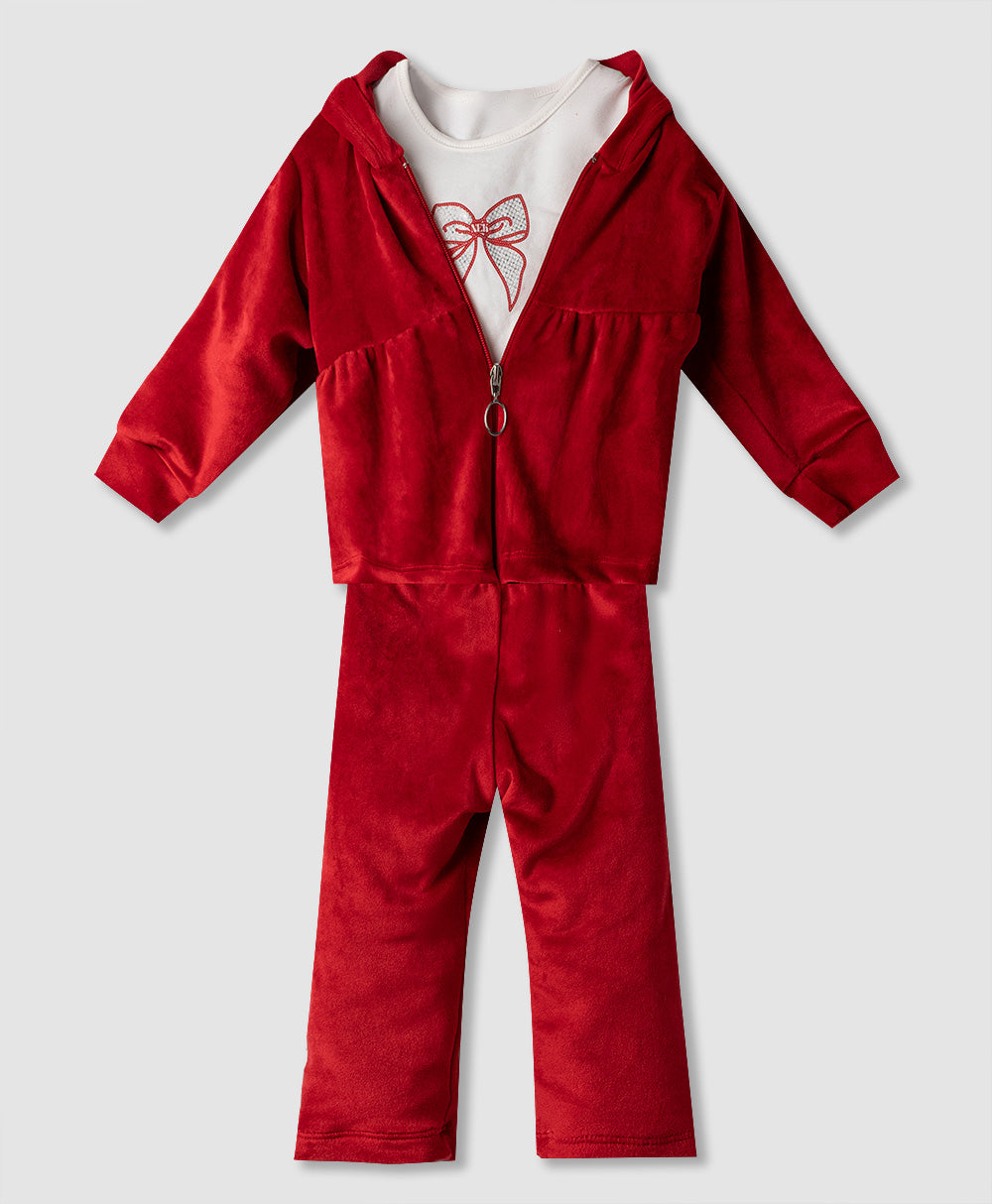 Παιδικό Σετ Βελούδινο με Ζακέτα και Παντελόνι “Bow”