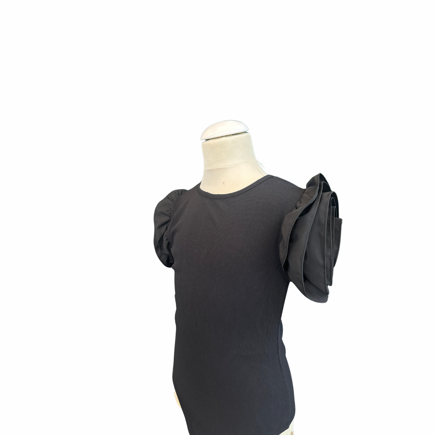 Girls' Bodysuit with Satin Ruffle Sleeves