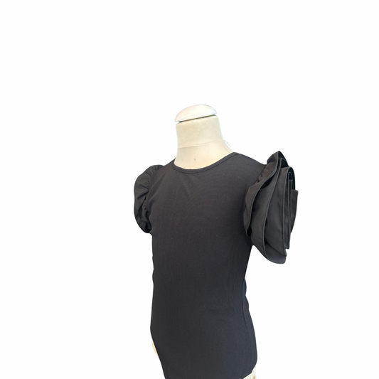 Girls' Bodysuit with Satin Ruffle Sleeves