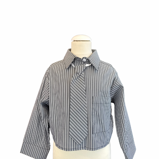 Striped Shirt with Detachable Tie