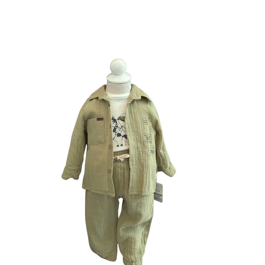 3-Piece Muslin Set with Long Sleeve Top
