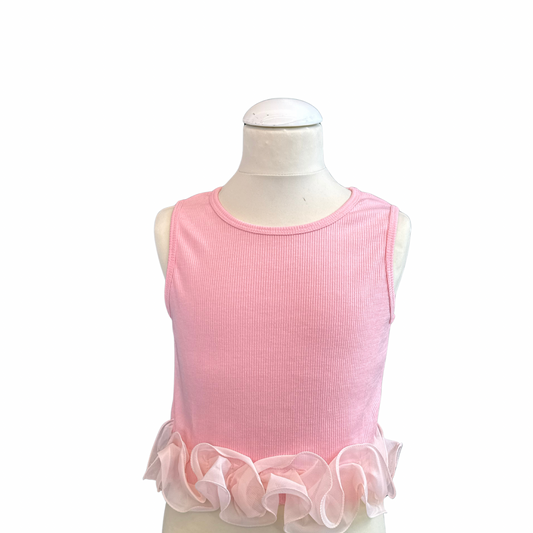 Girls' Sleeveless Top with Ruffled Hem