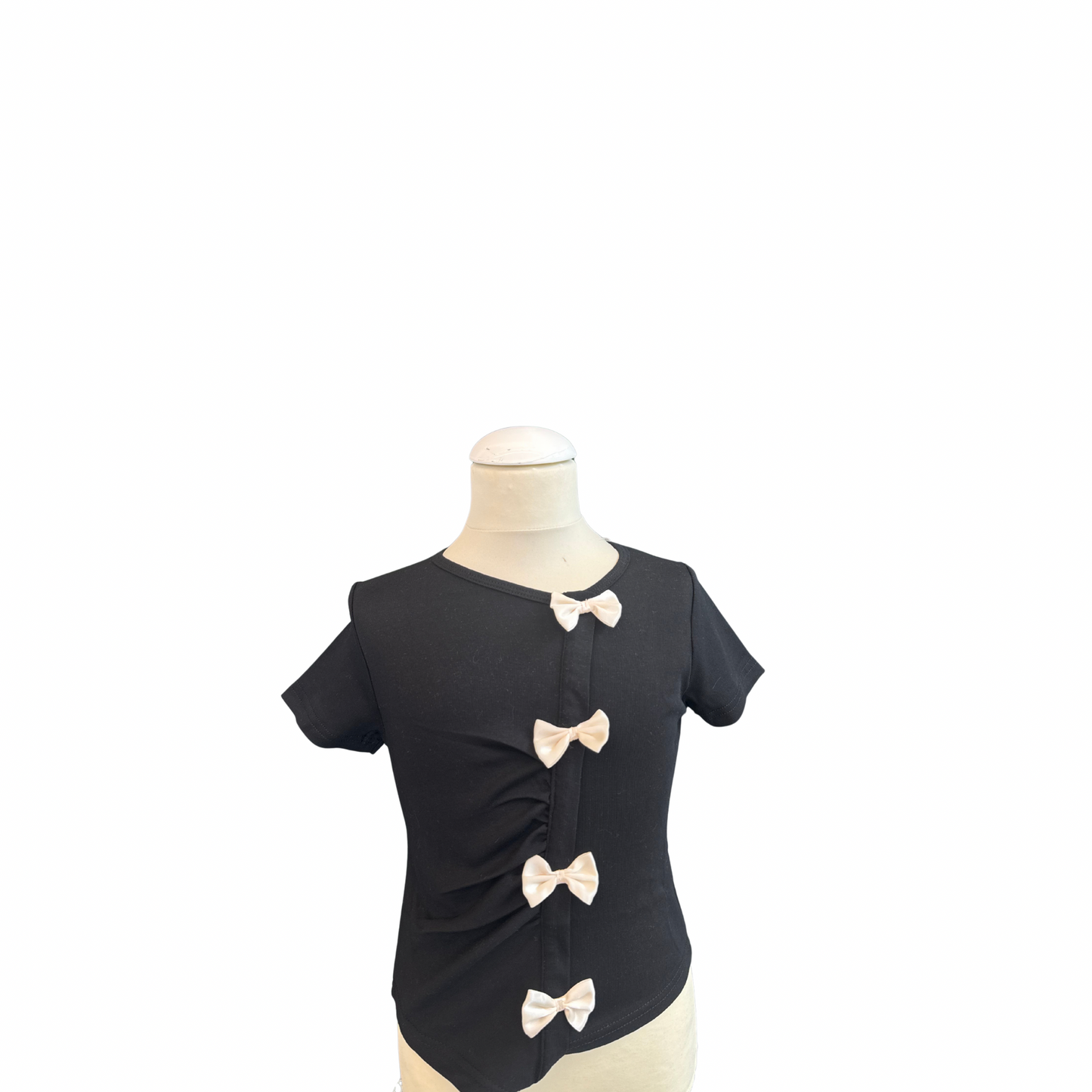 Girls' Short Sleeve T-Shirt with Decorative Bows