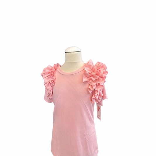 Girls' T-Shirt with Layered Ruffle Sleeves