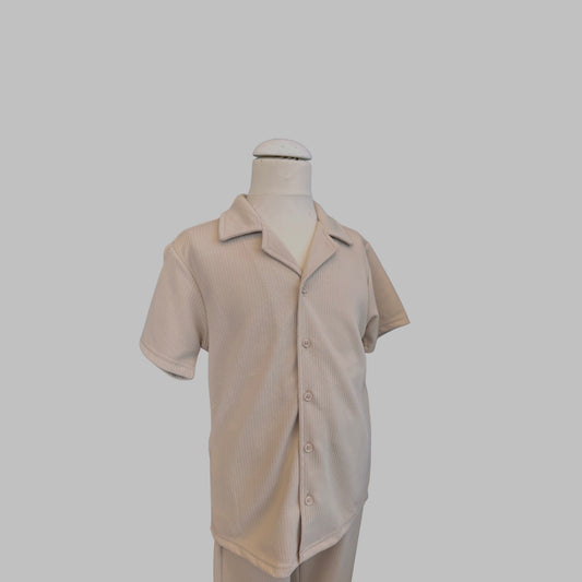 Ribbed Short Sleeve Shirt & Pants Set
