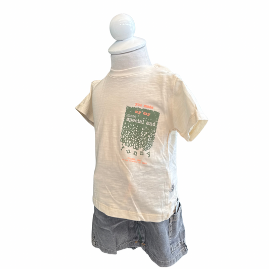 Printed T-shirt & Denim Shorts Set