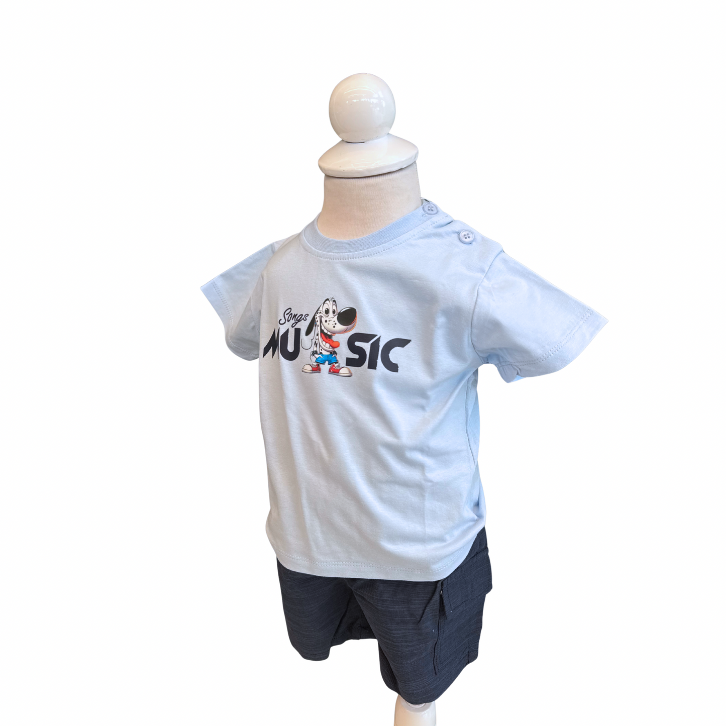 Music Print T-shirt & Shorts Set
