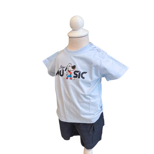 Music Print T-shirt & Shorts Set