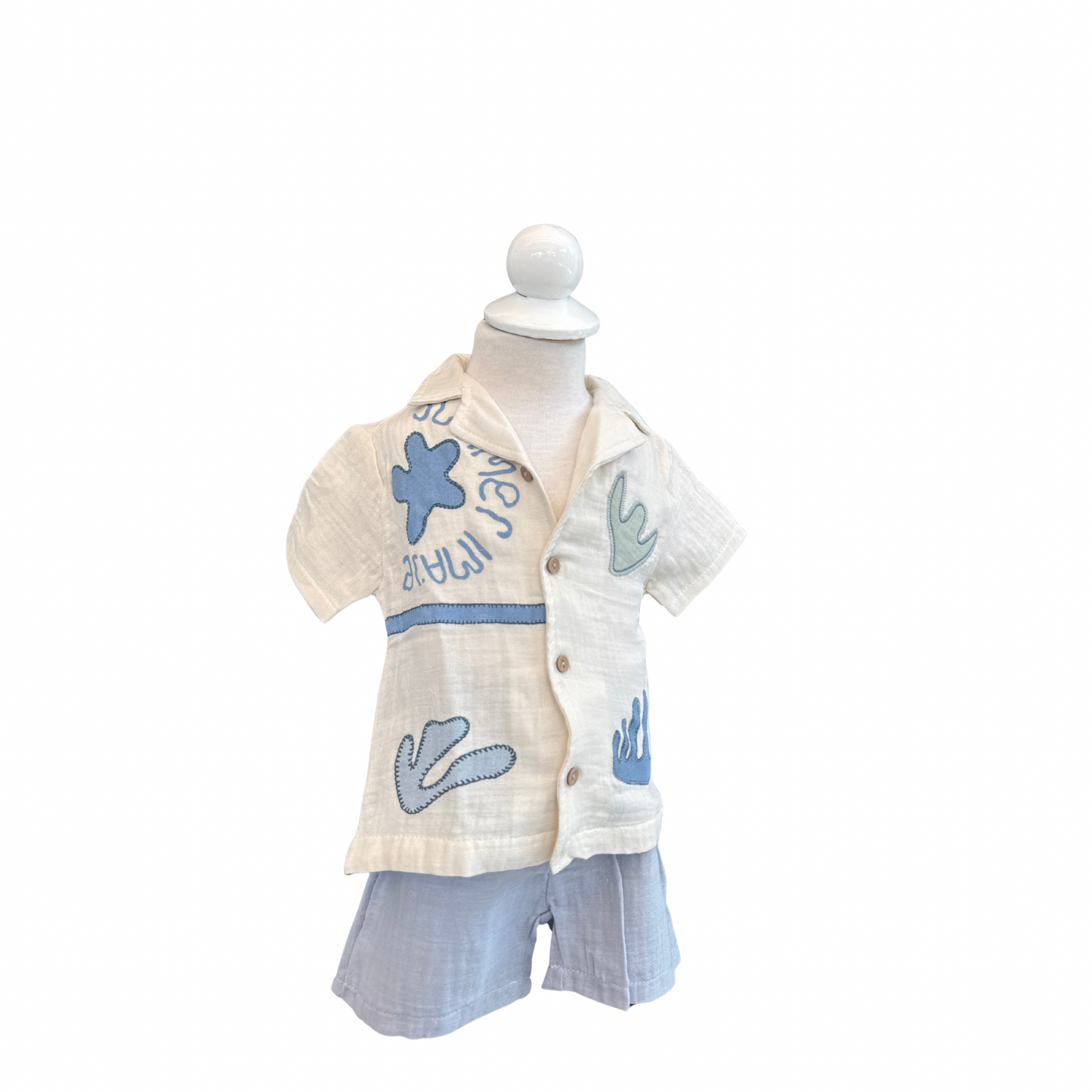 Embroidered Linen Look Set