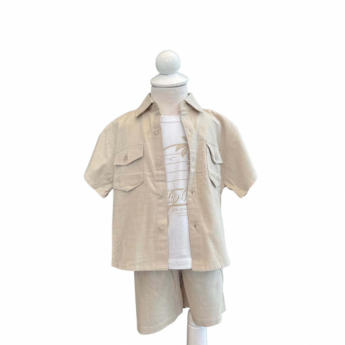 3-Piece Summer Set with Shirt, Tank Top & Shorts