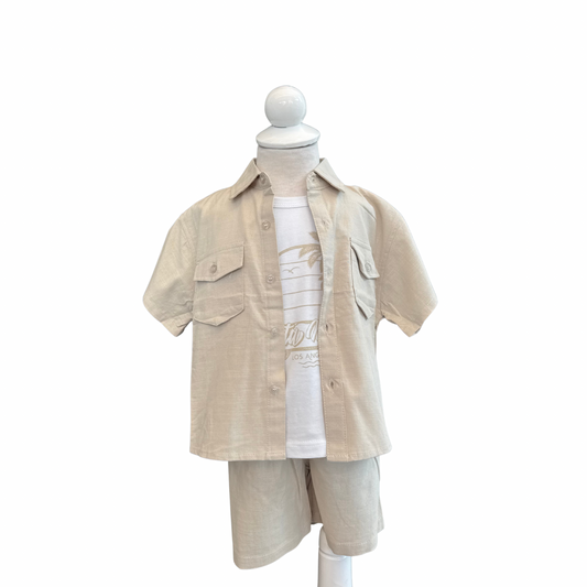 3-Piece Summer Set with Shirt, Tank Top & Shorts