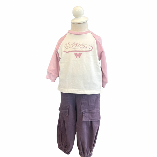 2-Piece Sweet Style Set with Cargo Pants