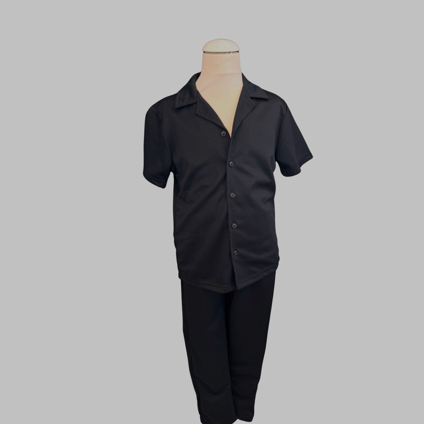 Ribbed Short Sleeve Shirt & Pants Set